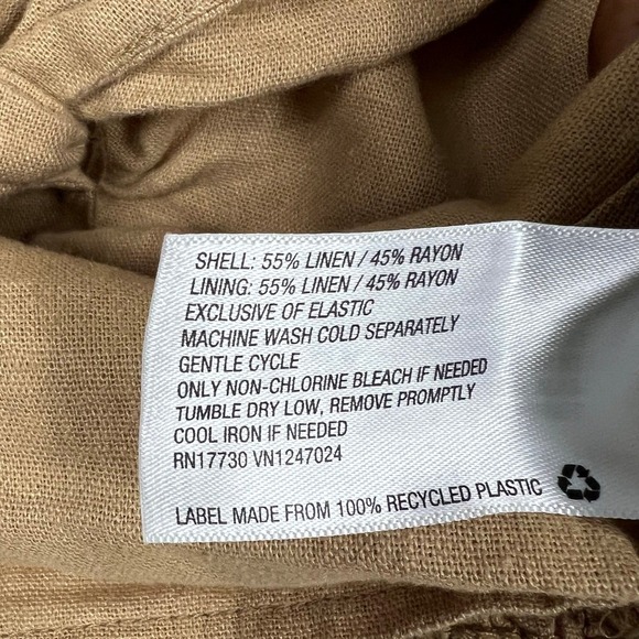 NWT Universal Thread Crop Top Womens M Wheatfield Tan Linen Tie Front Earthy - Picture 7 of 7